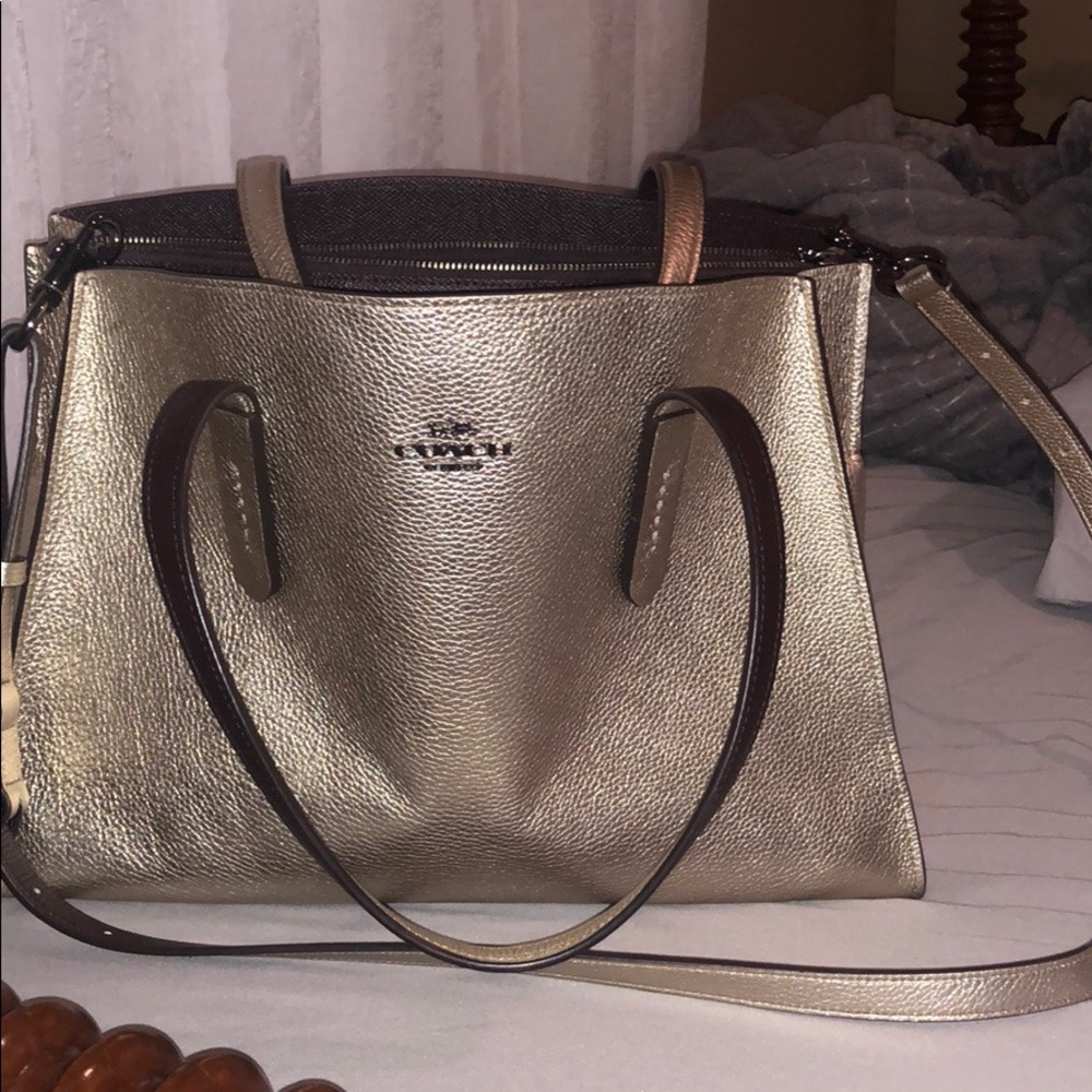 metallic COACH purse